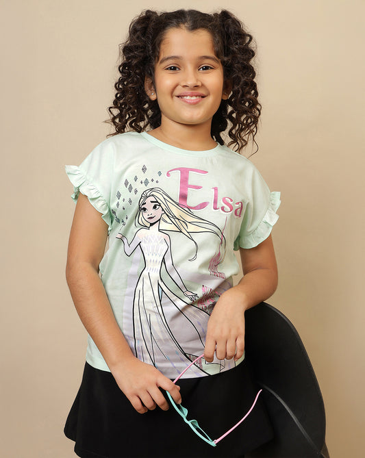 Frozen Printed Relaxed Fit Tshirt For Girls