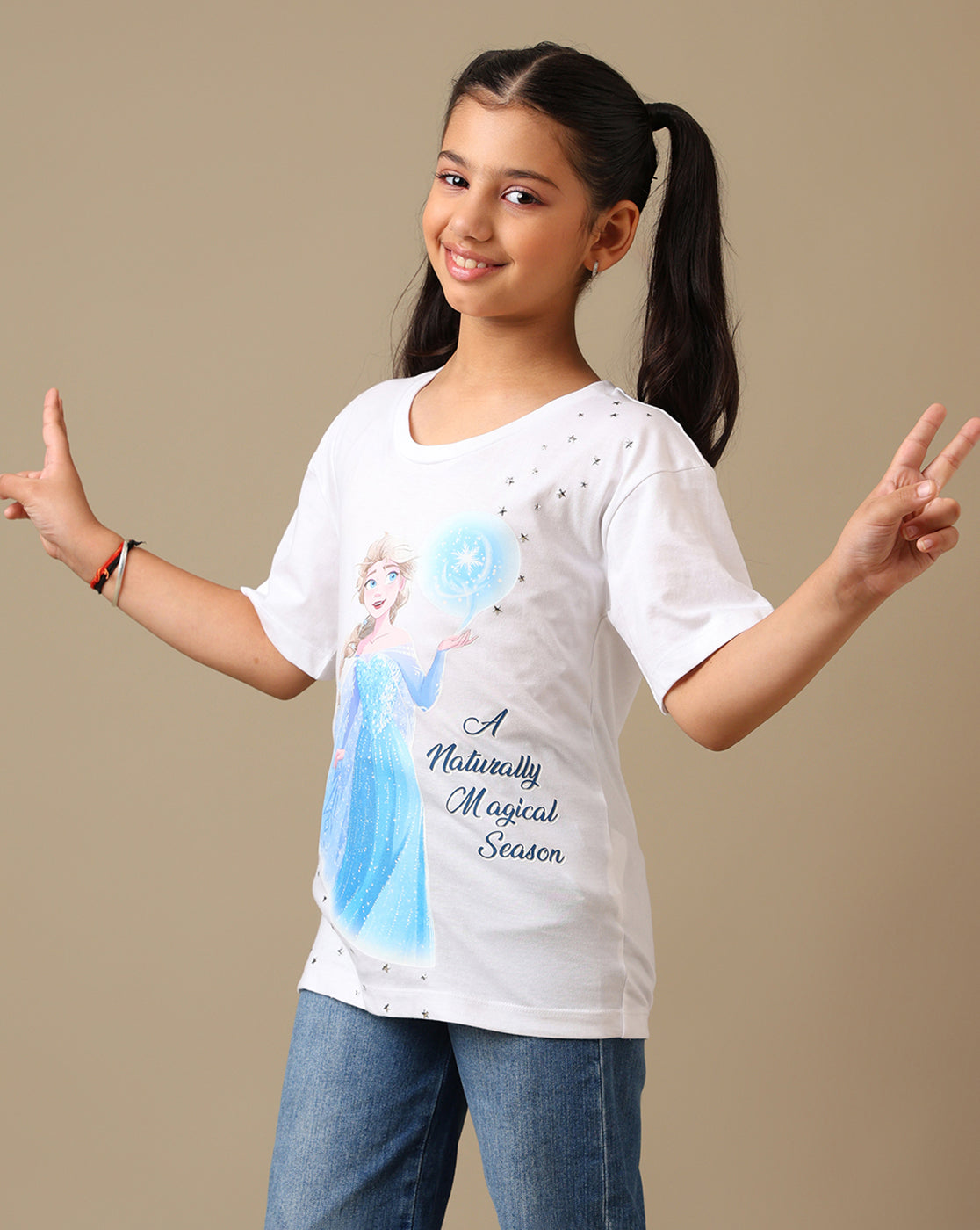 Frozen Printed Oversized Fit Tshirt For Girls