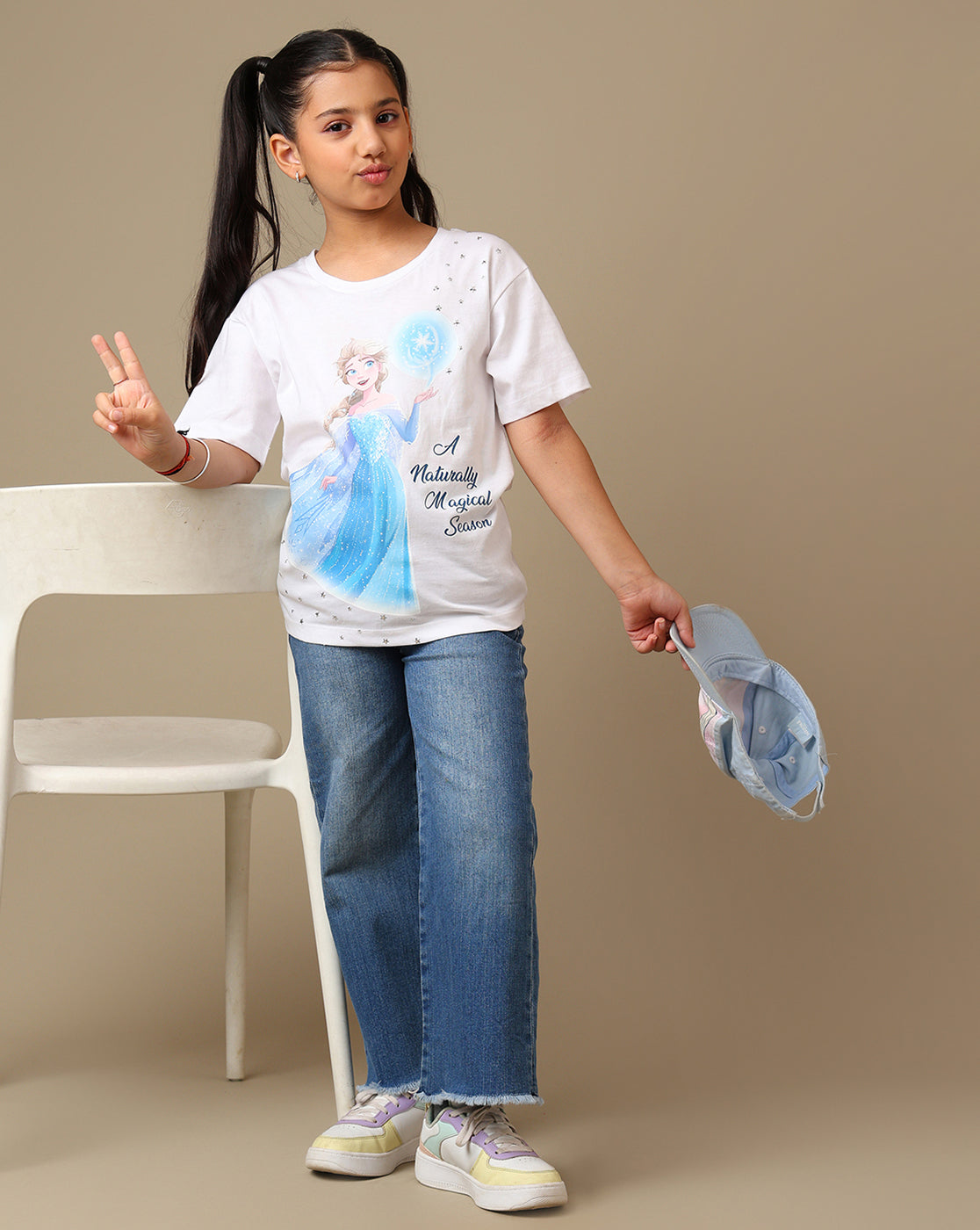 Frozen Printed Oversized Fit Tshirt For Girls