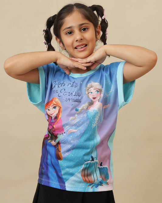 Frozen Printed Relaxed Fit Tshirt For Girls