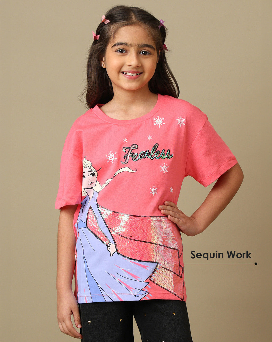 Frozen Printed Relaxed Fit Tshirt For Girls