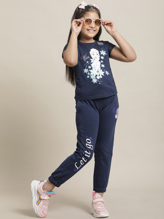 Frozen Printed T-Shirt & Joggers Co-Ords Set For Girls