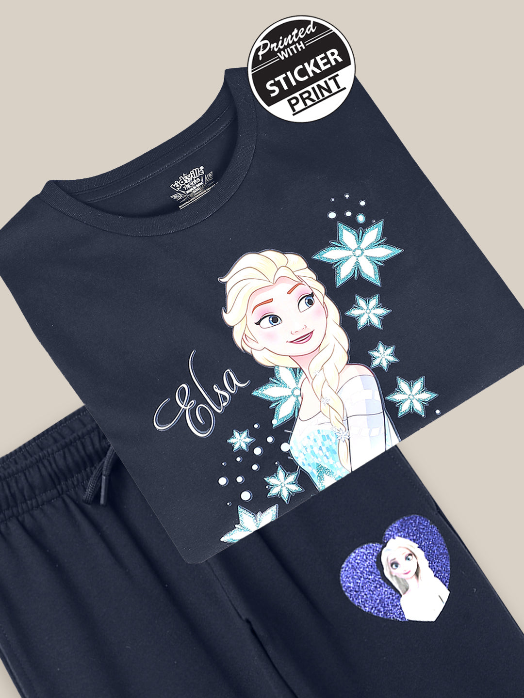 Frozen Printed T-Shirt & Joggers Co-Ords Set For Girls