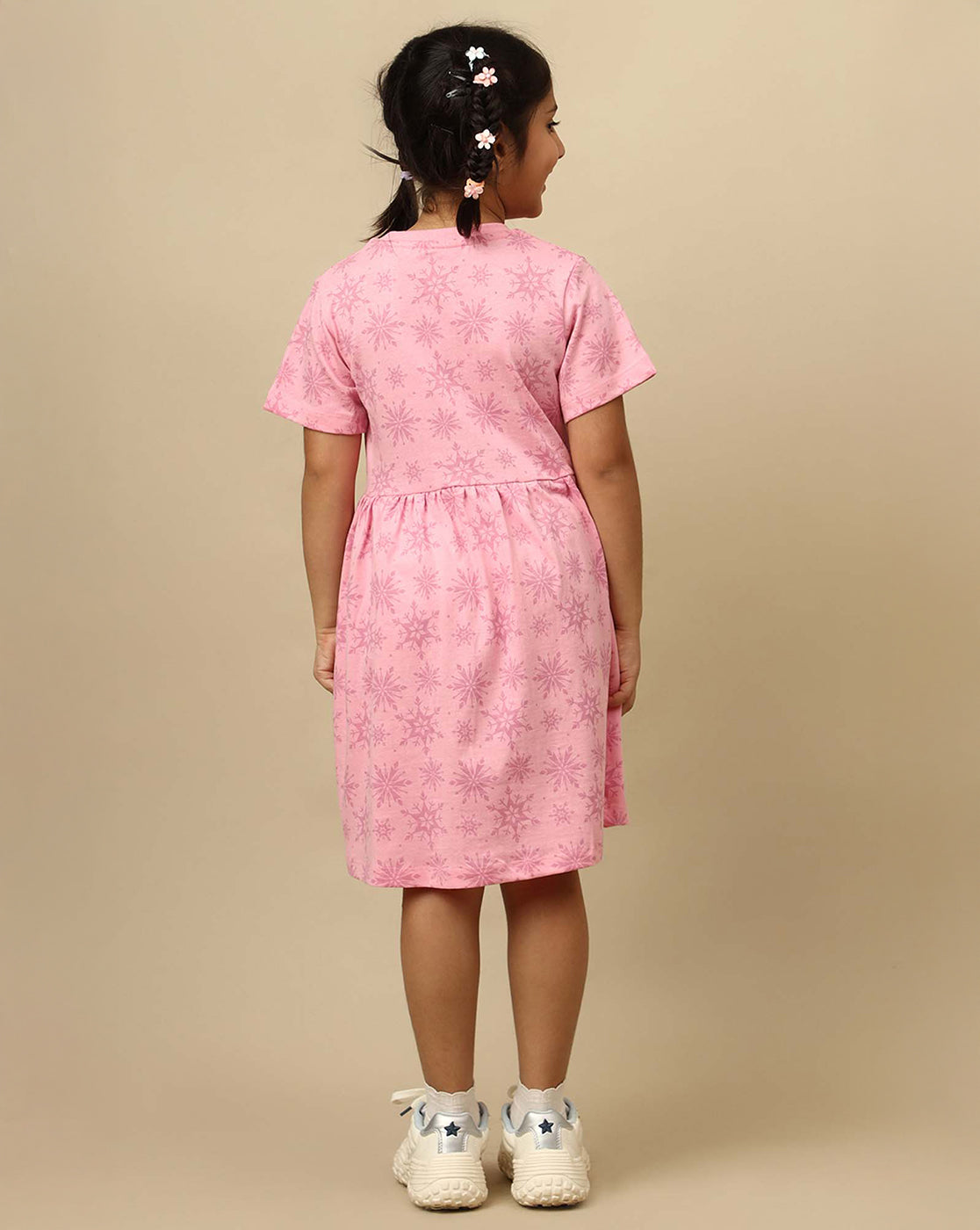 Frozen Printed Regular Fit Dress For Girls