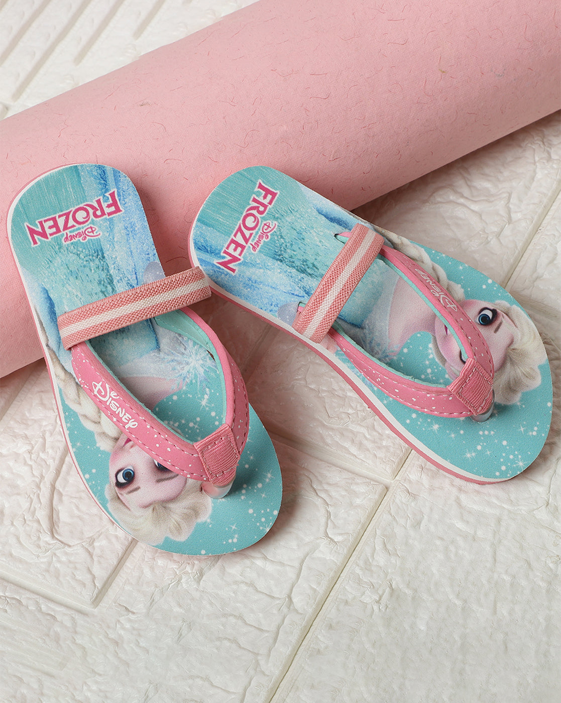 Frozen Printed Pink Flip-Flops For Kids Girls
