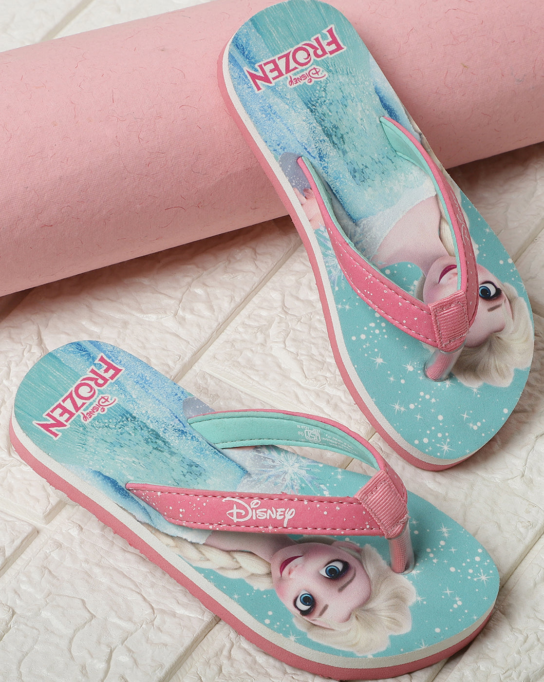 Frozen Printed Pink Flip-Flops For Kids Girls