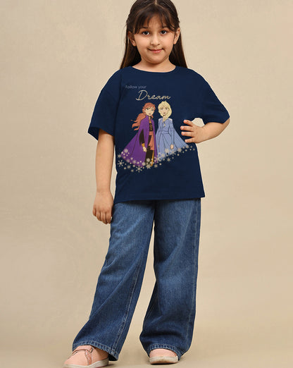 Frozen Printed Oversized Tshirt For Girls