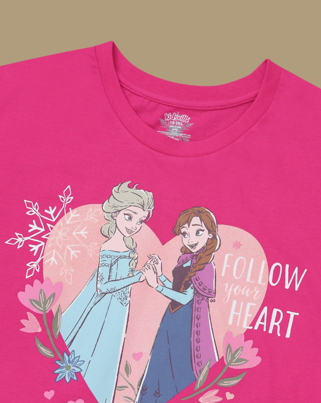 Frozen Printed Regular Fit Tshirt & Shorts Co-Ords Set For Girls