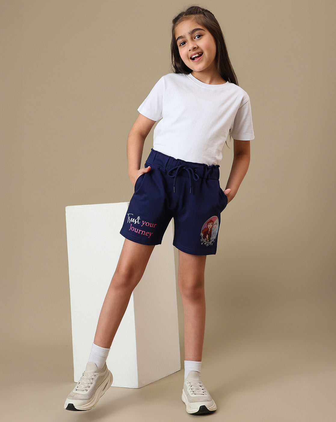 Frozen Printed Regular Fit Shorts For Girls