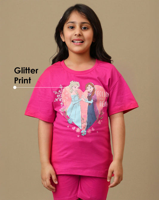 Frozen Printed  Relaxed Fit Tshirt For Girls