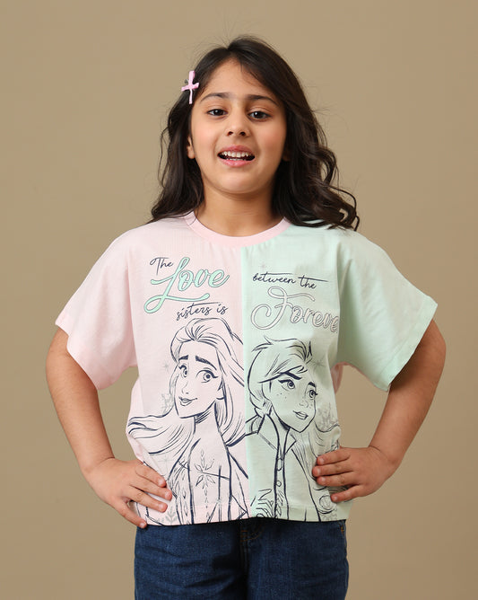 Frozen Printed Boxy Fit Tshirt For Girls