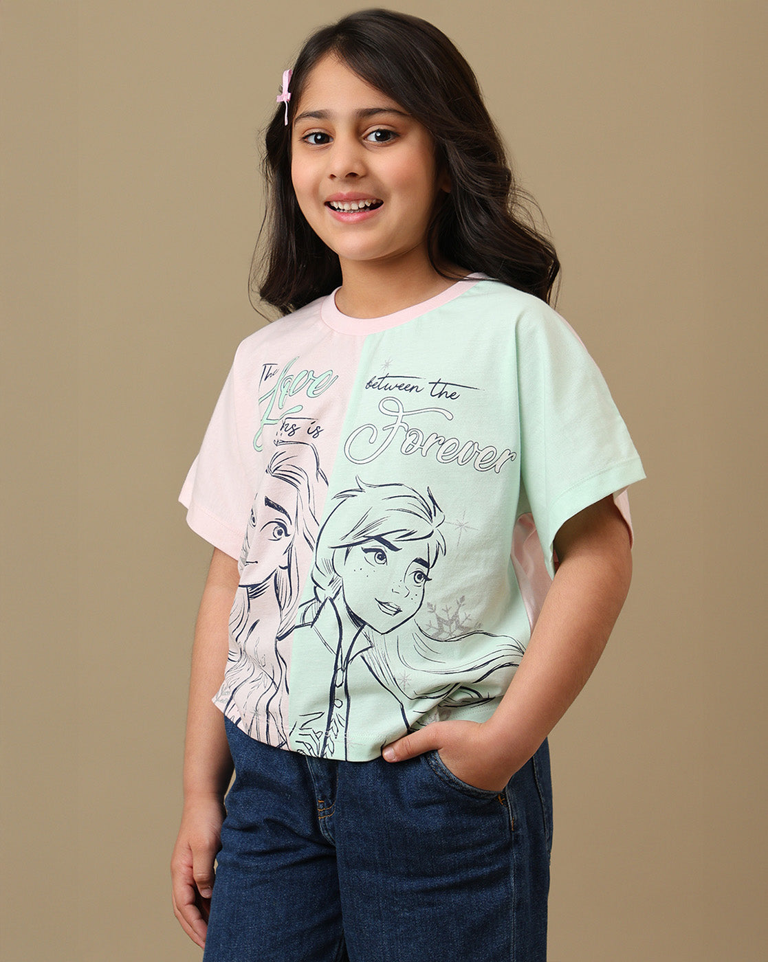 Frozen Printed Boxy Fit Tshirt For Girls
