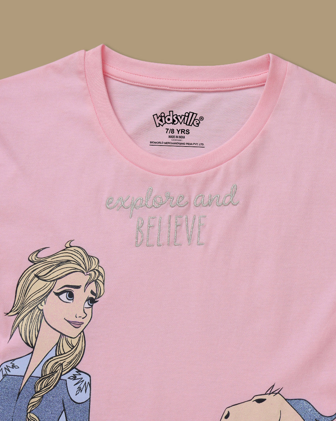 Frozen Printed Relaxed Fit Tshirt For Girls