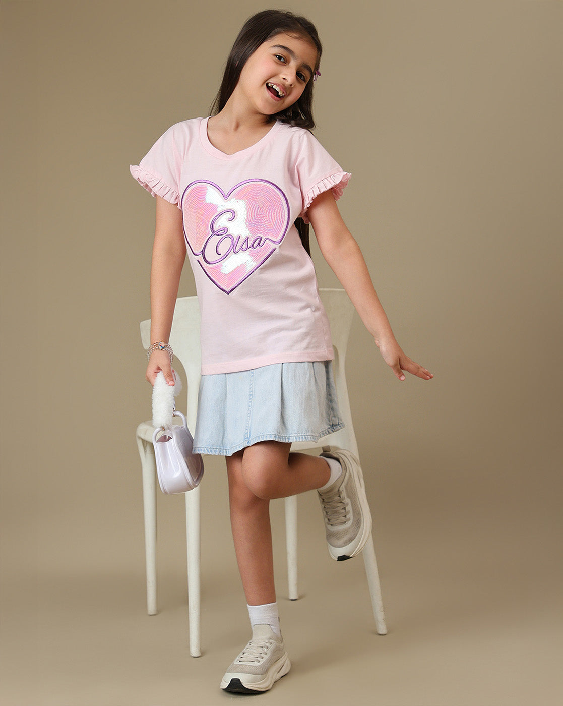 Frozen Elsa Embroidered  Regular Fit Tshirt For Girls