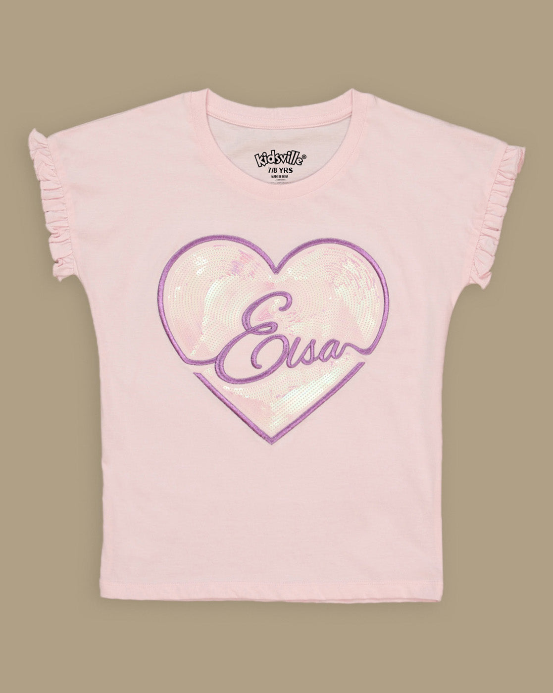 Frozen Elsa Embroidered  Regular Fit Tshirt For Girls