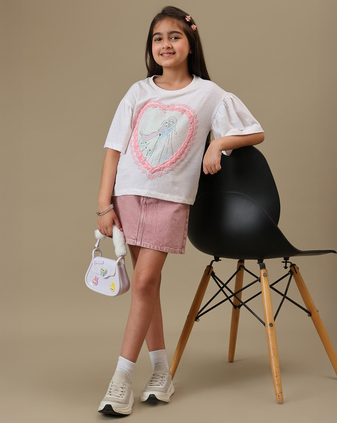 Frozen Elsa & Anna Printed Relaxed Fit Tshirt For Girls