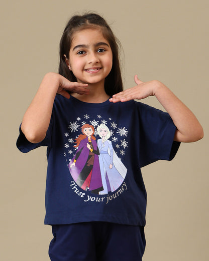 Frozen Elsa & Anna  Boxy Fit Tshirt  Girls