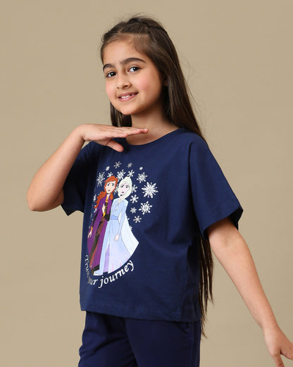 Frozen Elsa & Anna  Boxy Fit Tshirt  Girls