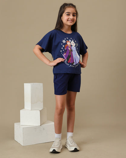 Frozen Elsa & Anna  Boxy Fit Tshirt  Girls