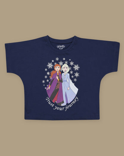 Frozen Elsa & Anna  Boxy Fit Tshirt  Girls