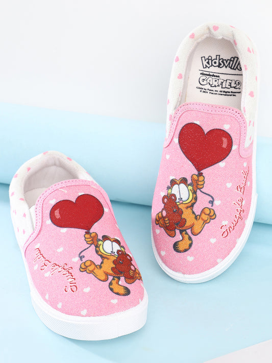 Kids Girls Garfield Printed Pink Canvas