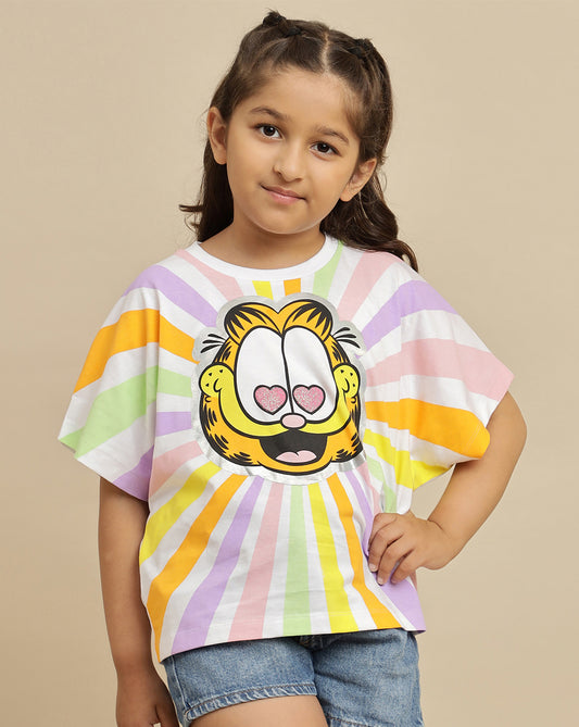 Garfield Printed Oversized Tshirt For Girls