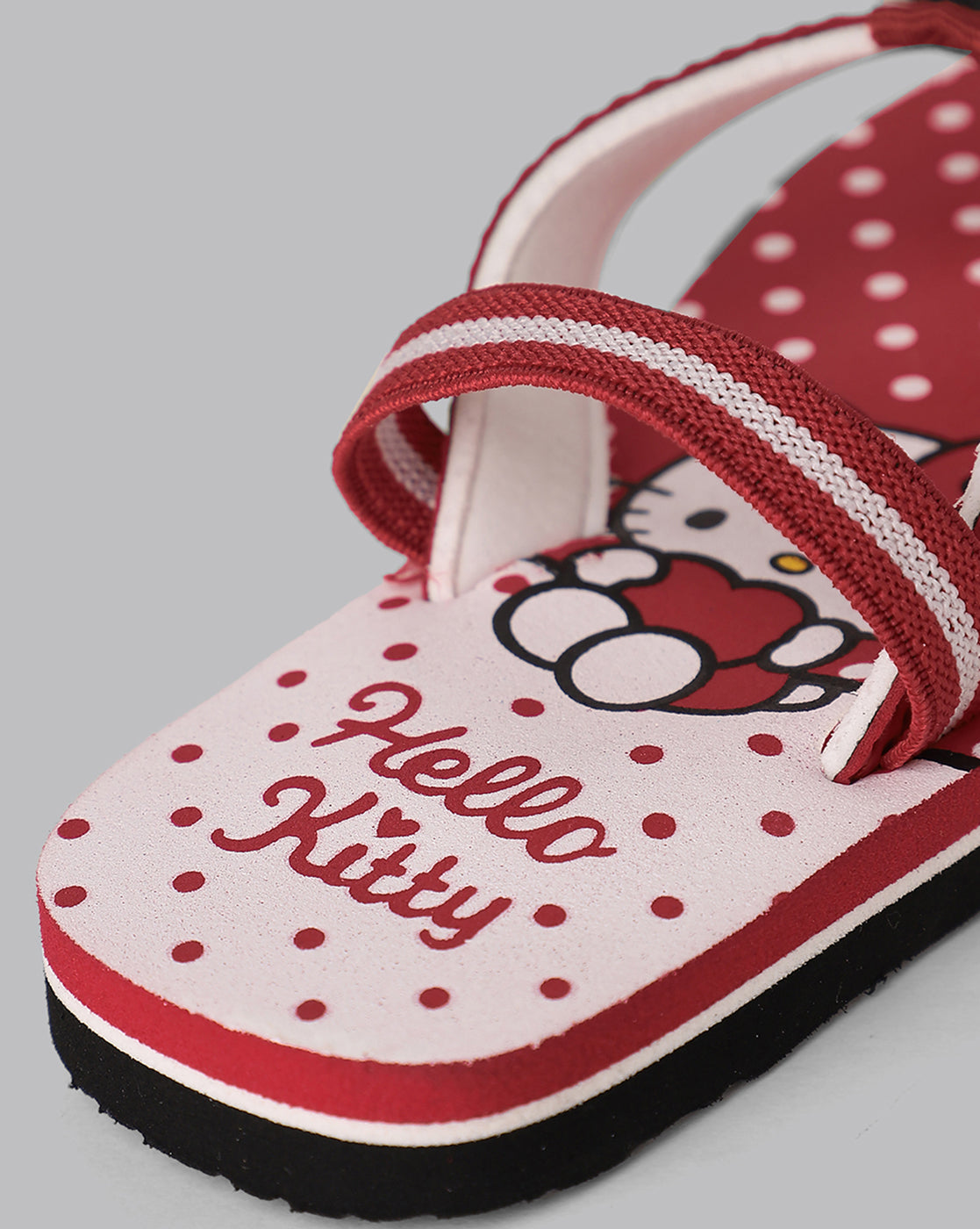 Hello Kitty Printed Red Flip-Flops For Kids Girls