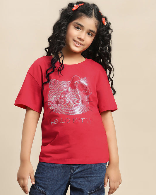 Hello Kitty Printed Relax Fit Tshirt For Girls