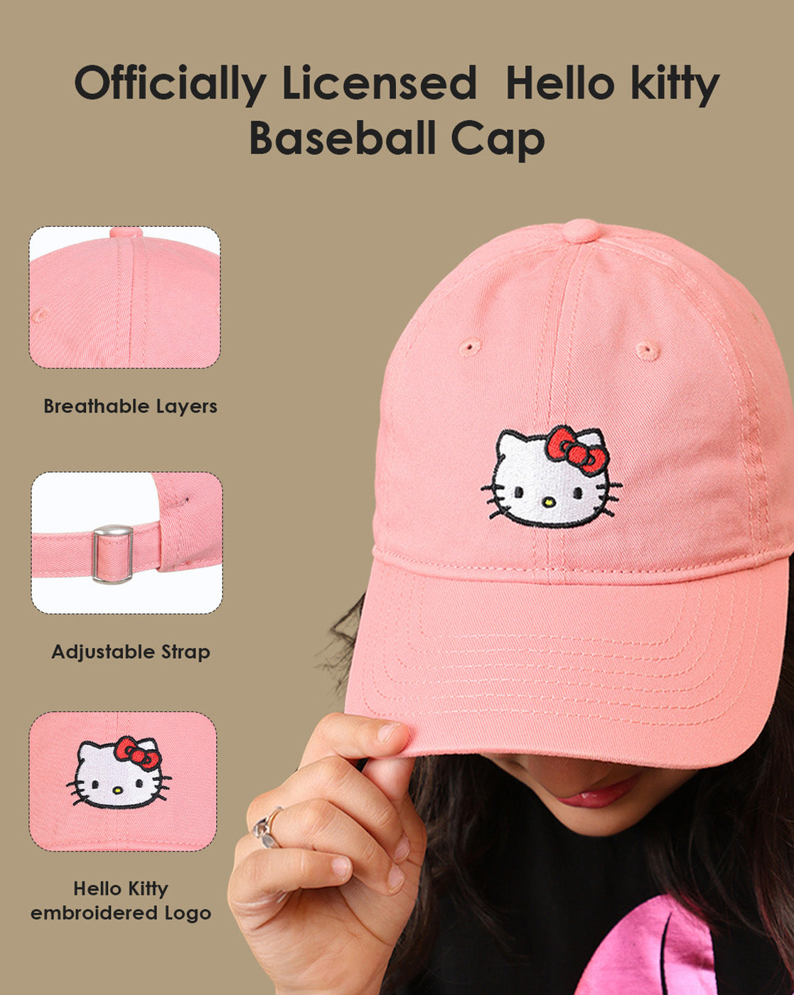 Hello Kitty printed Baseball Cap for Girls