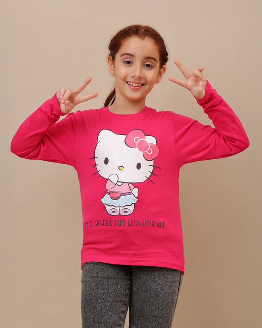 Hello Kitty Printed Regular Fit Tshirt For Girls