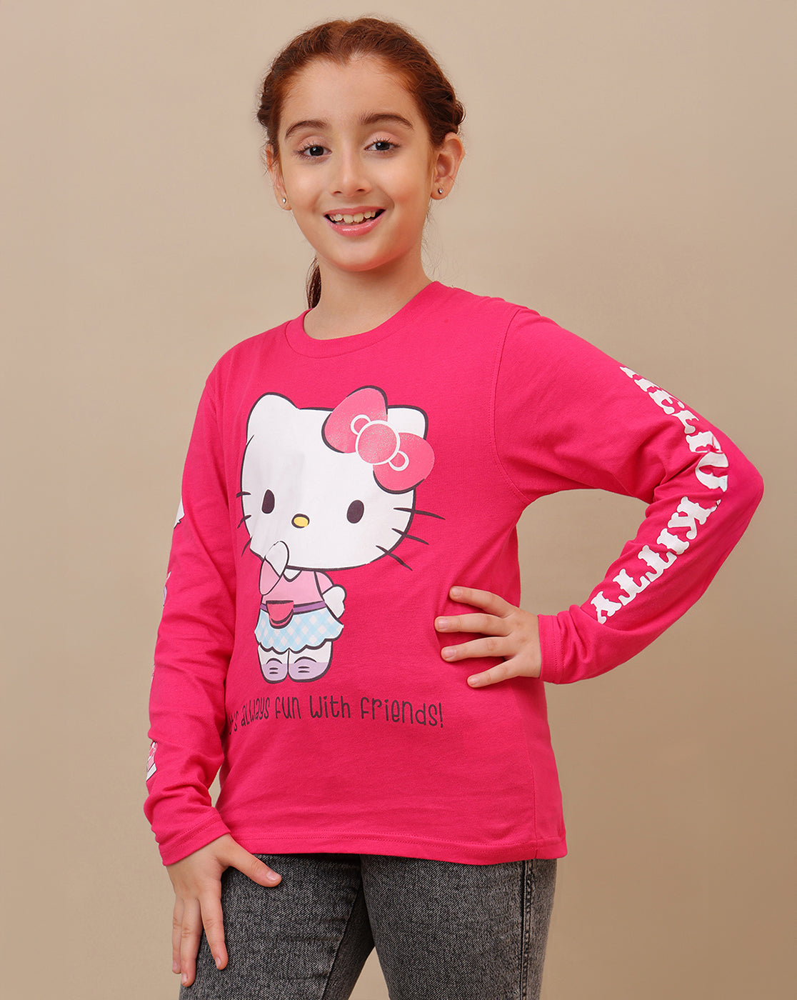 Hello Kitty Printed Regular Fit Tshirt For Girls