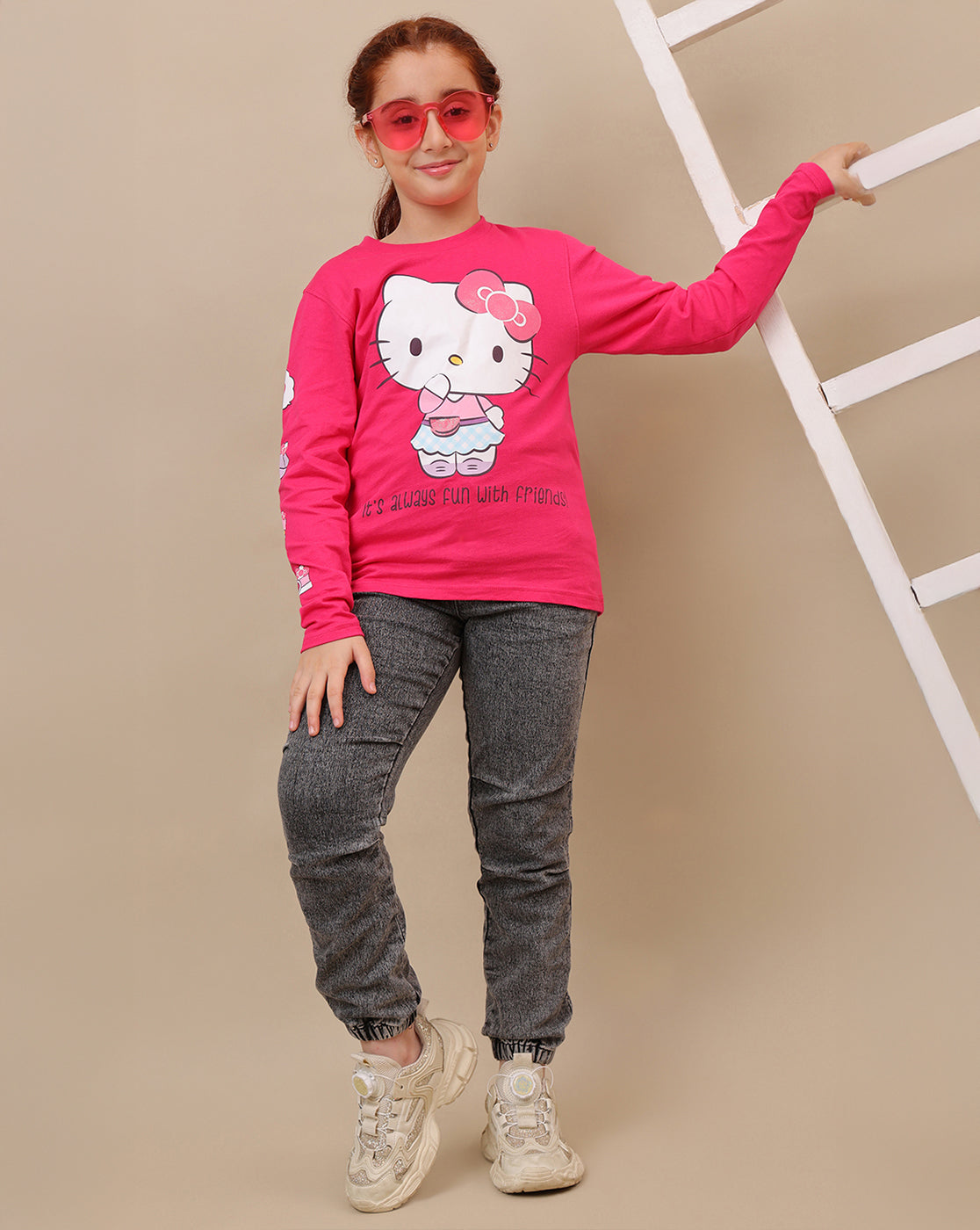 Hello Kitty Printed Regular Fit Tshirt For Girls