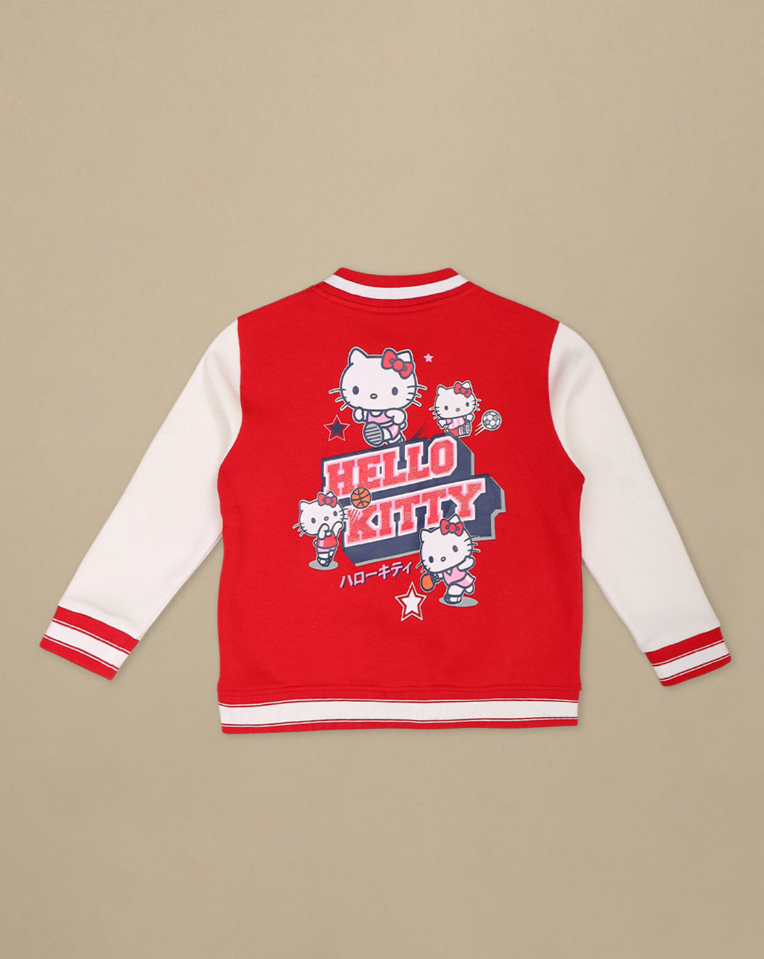 Hello Kitty Printed Regular Fit Varsity Jacket For Girls
