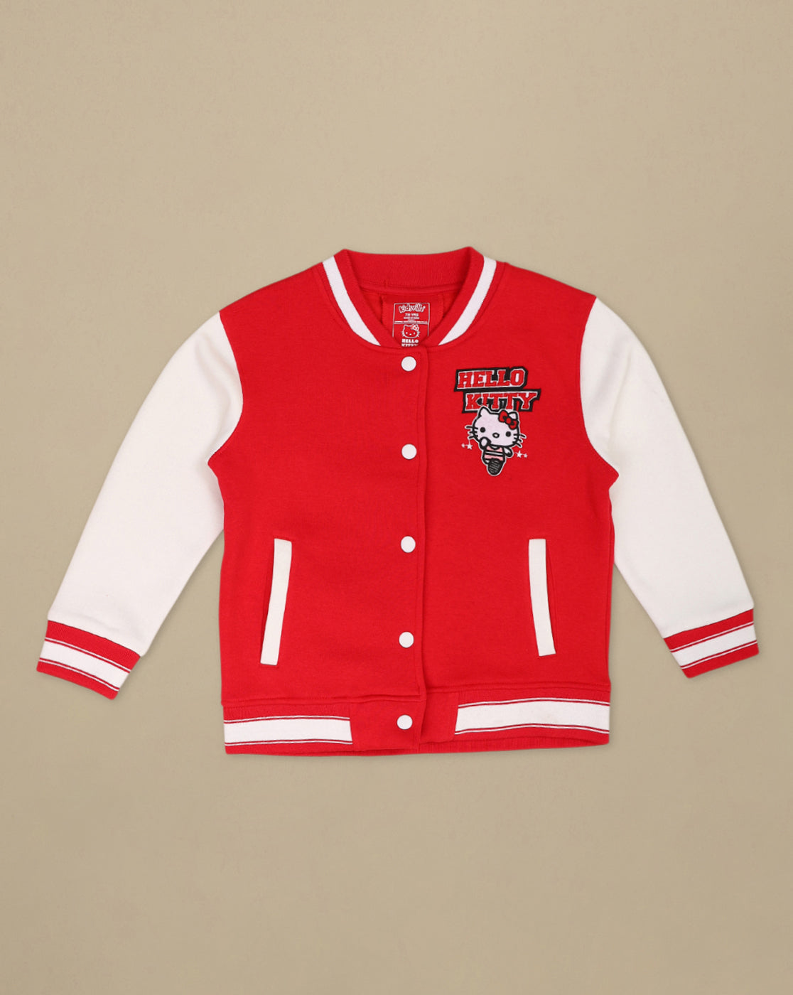 Hello Kitty Printed Regular Fit Varsity Jacket For Girls