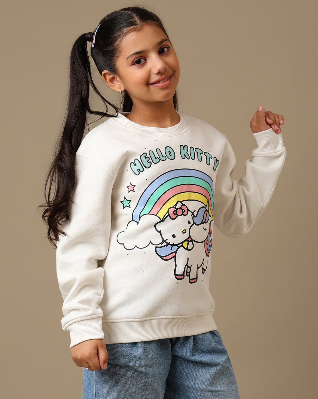 Hello Kitty Printed Regular Sweatshirt For Girls