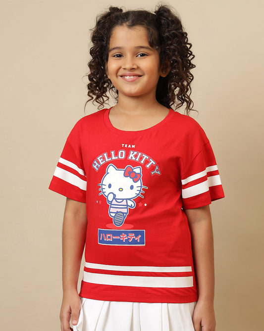 Hello Kitty Printed Oversized Fit Tshirt For Girls