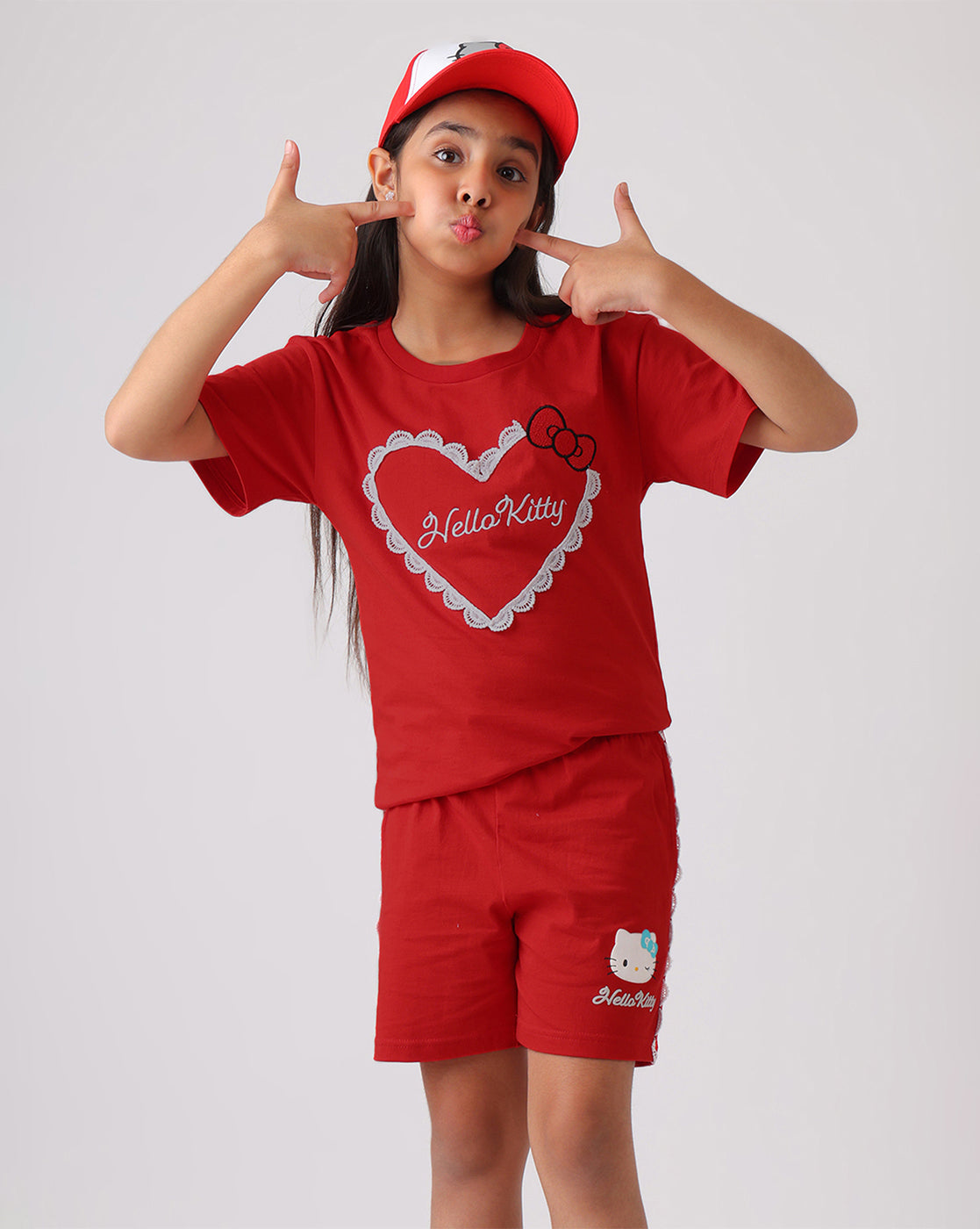Hello Kitty Regular Fit Tshirt & Shorts Co-Ords Set Girls