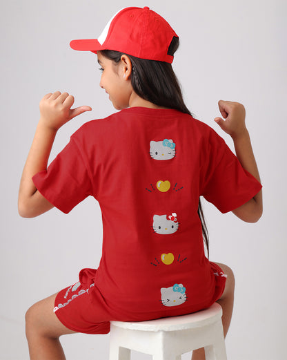Hello Kitty Regular Fit Tshirt & Shorts Co-Ords Set Girls