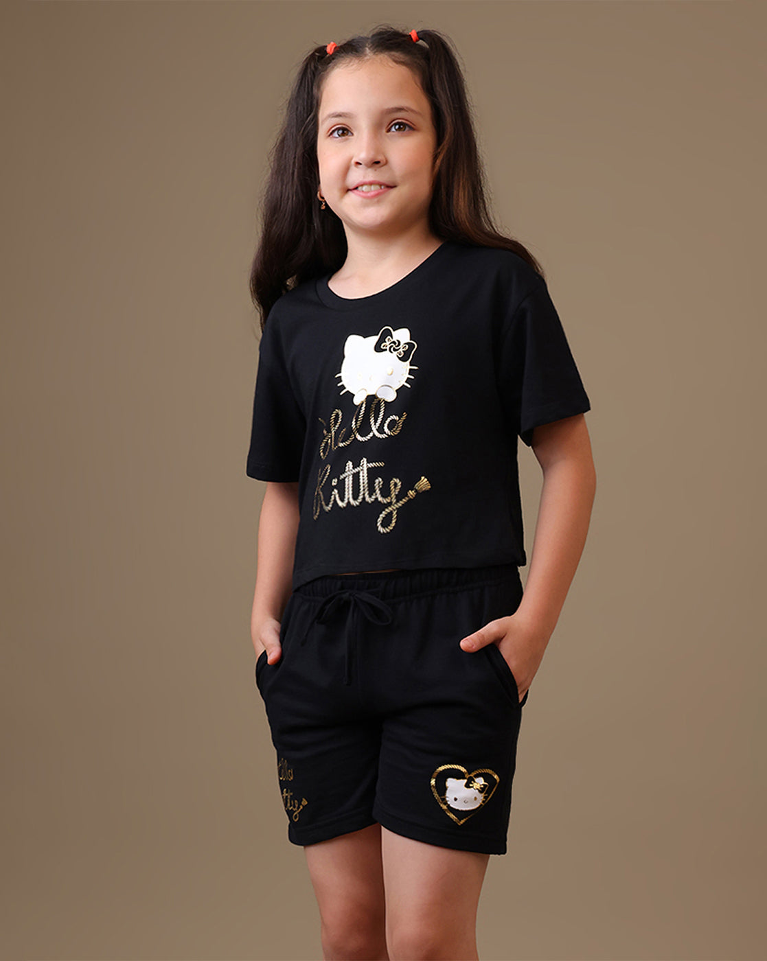 Hello Kitty Printed T-Shirt & Shorts Co-Ords Set Girls