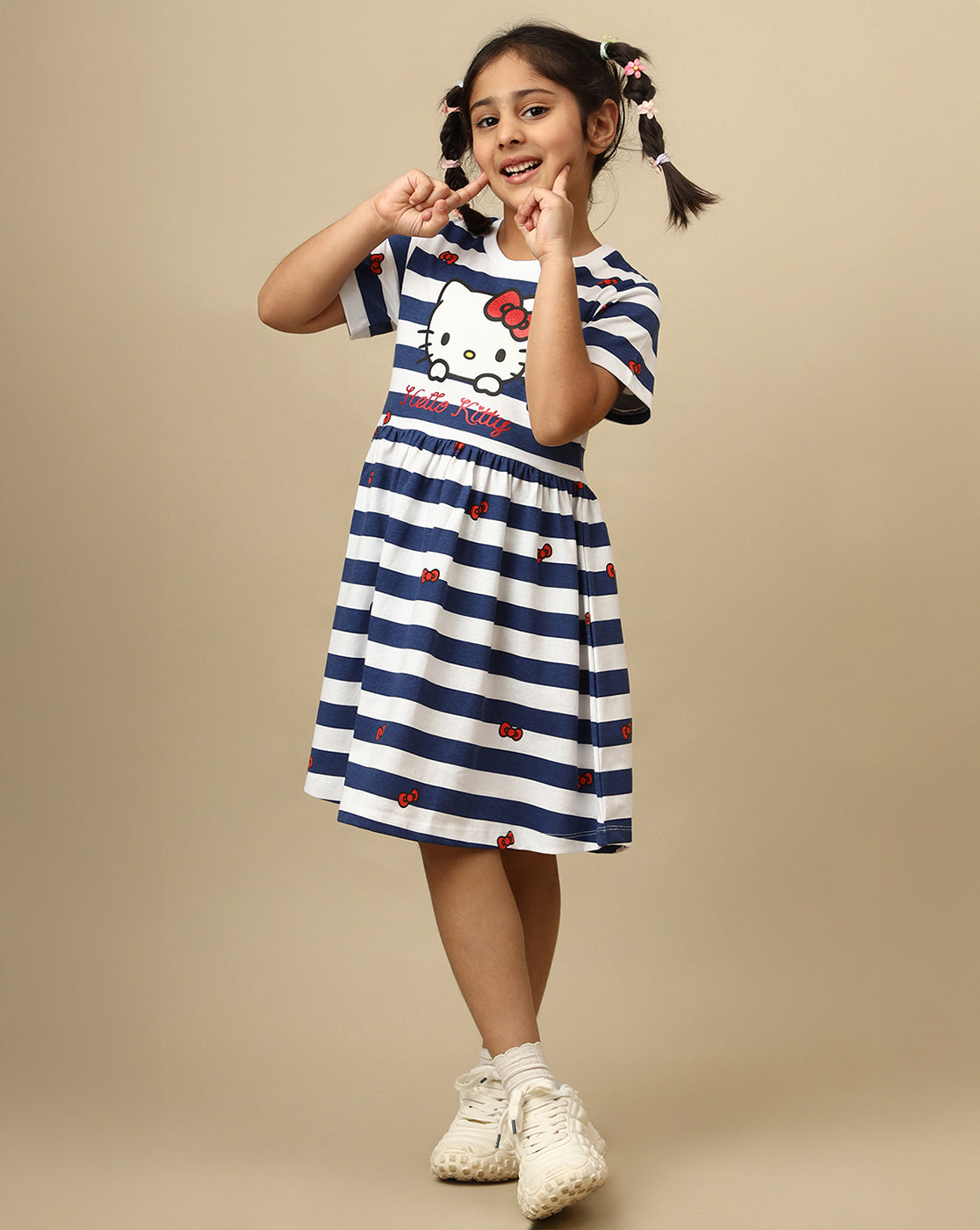 Hello Kitty Printed Regular Fit Dress For Girls