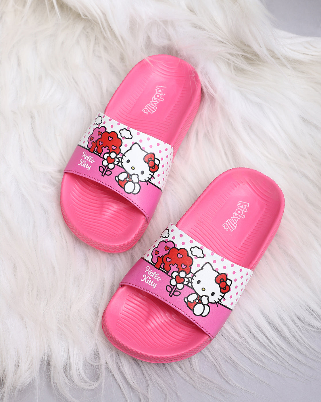 Hello Kitty Printed Pink Sliders for Girls