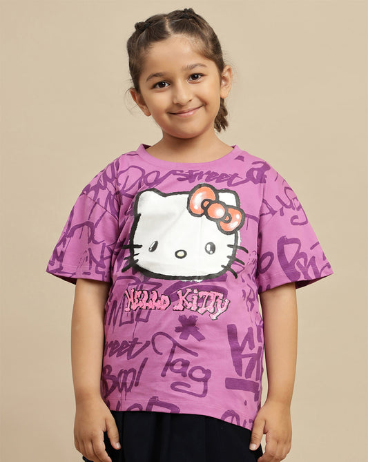 Hello Kitty Printed Oversized Tshirt For Girls