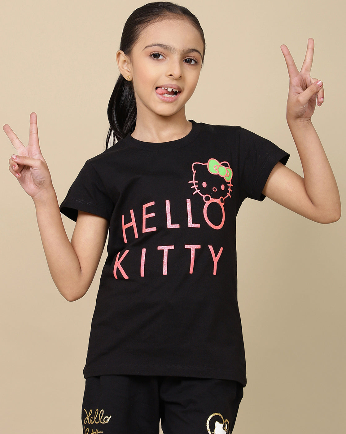 Hello Kitty Normal Fit Hello Kitty Printed Regular Fit Tshirt For Girls – Kidsville