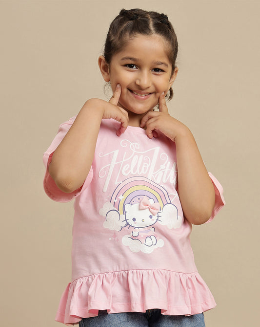 Hello Kitty Printed Regular Fit Tshirt For Girls
