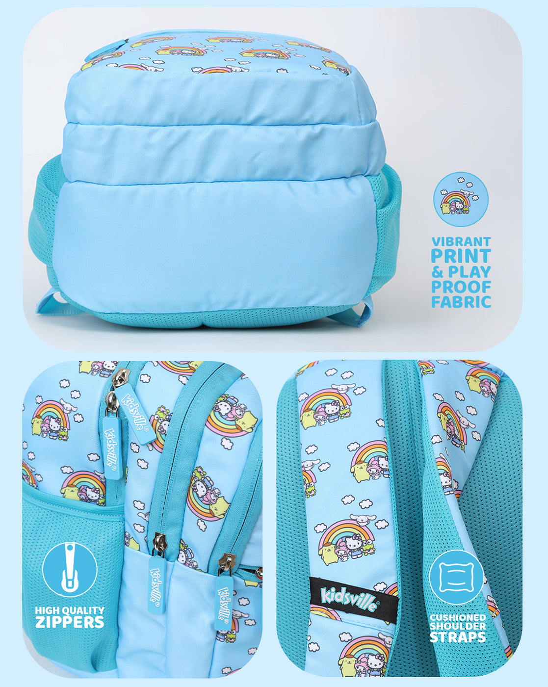 Hello Kitty and Friends Kids School Backpack 10L with Smart Storage, Bottle Holders & Cushioned Comfort