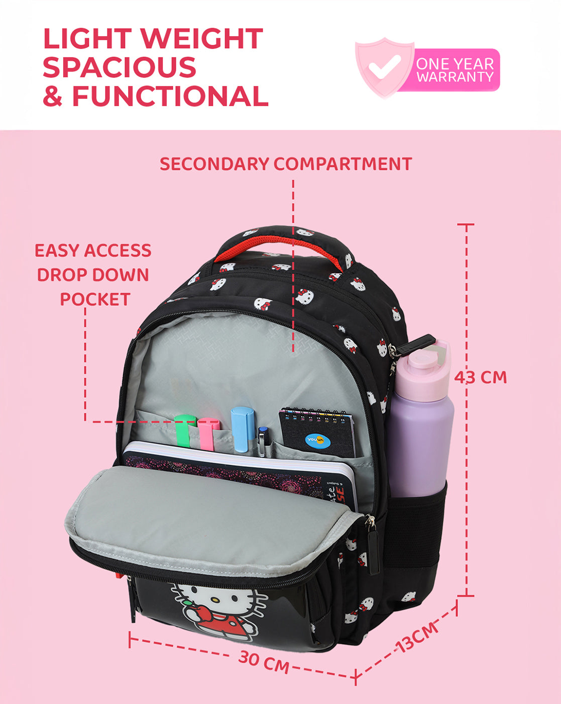 Sanrio Hello Kitty 17L Backpack for Kids Girls