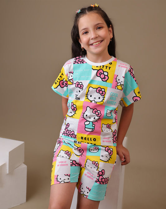 Hello Kitty  Relaxed Fit T-Shirt & Shorts Co-Ords Set  Kids Girls