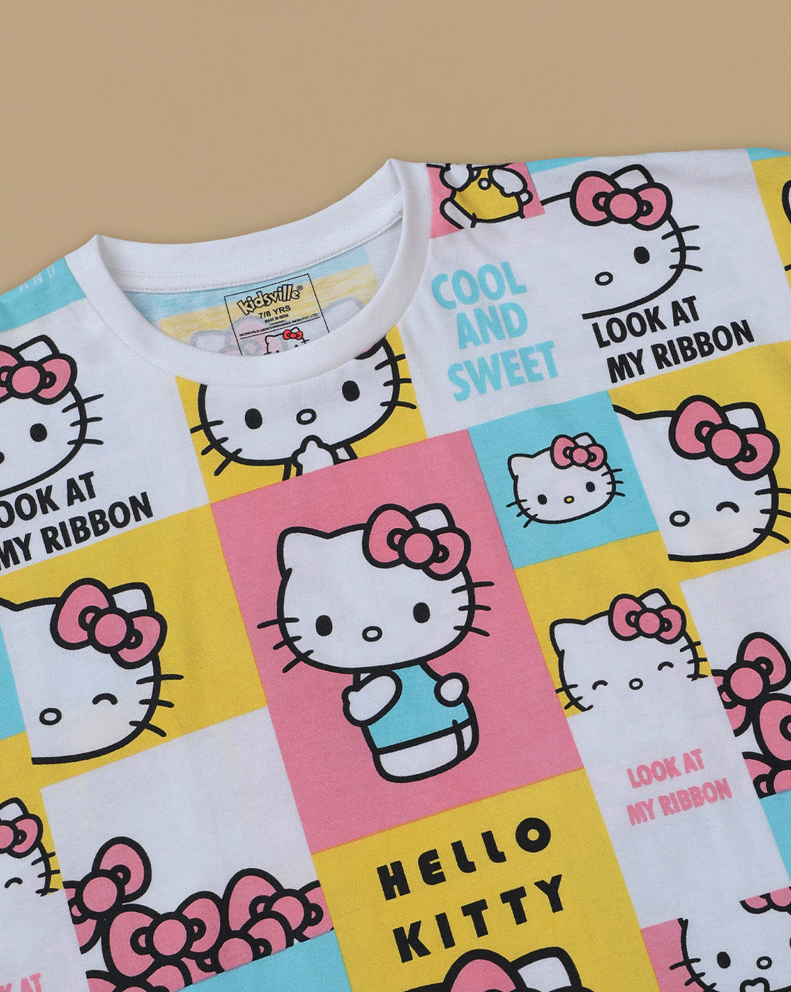 Hello Kitty printed Relaxed Fit T-Shirt & Shorts Co-Ords Set For Kids Girls
