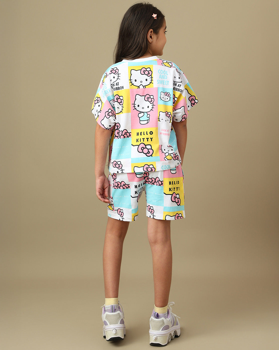 Hello Kitty printed Relaxed Fit T-Shirt & Shorts Co-Ords Set For Kids Girls