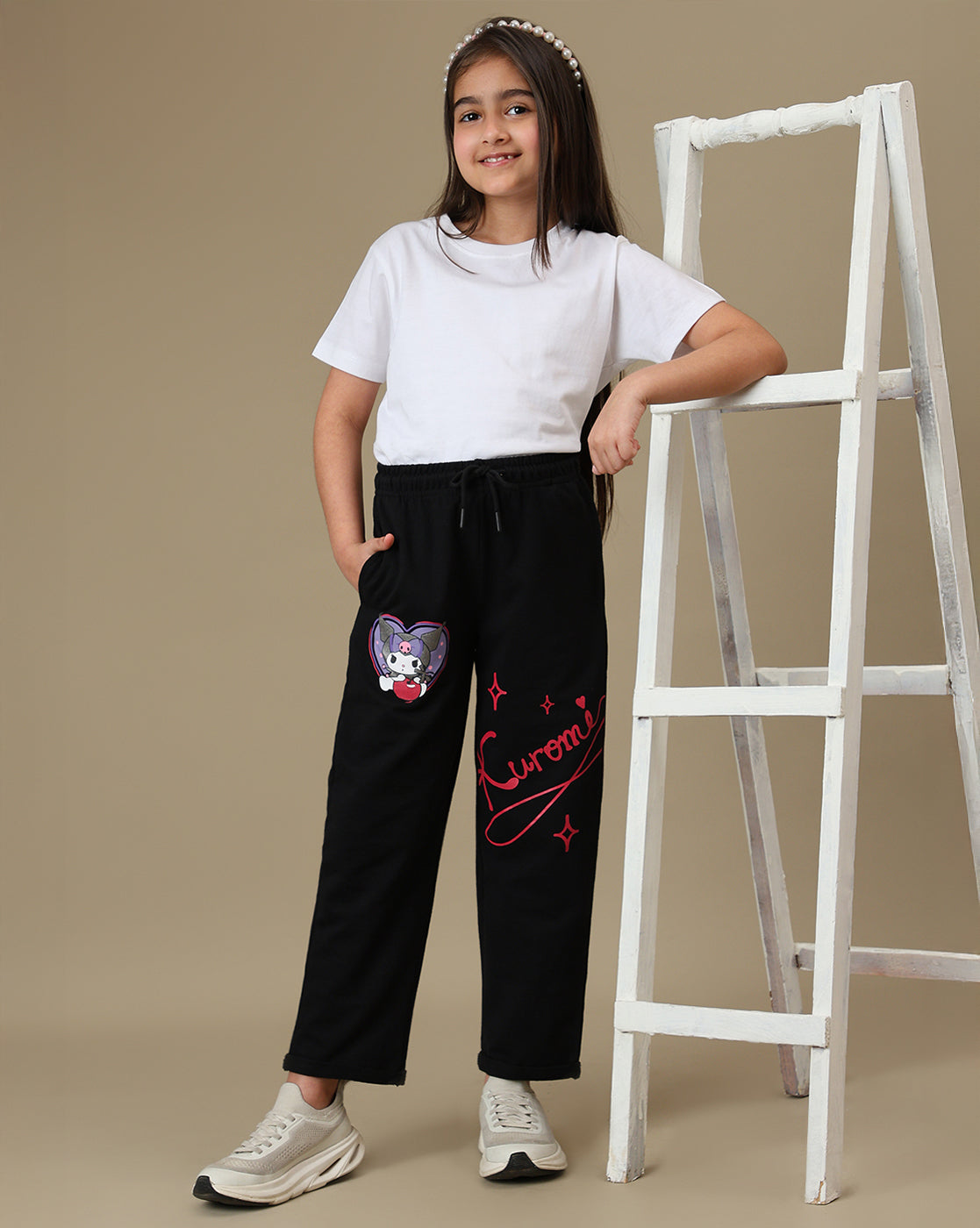 Hello Kitty Printed Straight Joggers For Girls